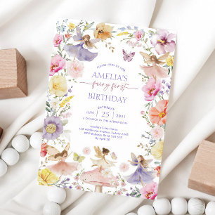 Wildflower Fairy 1st Birthday Invitation