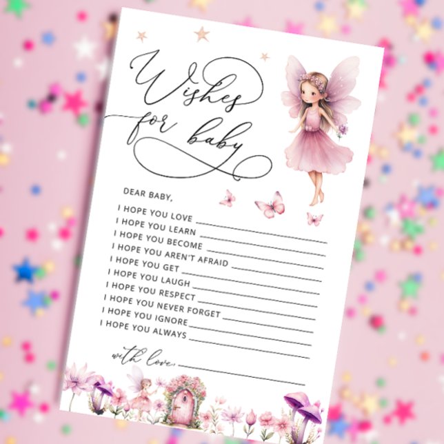 Wildflower Fairy Baby Shower Wishes for Baby Card (Creator Uploaded)