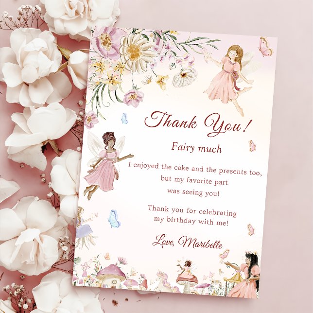 Wildflower Fairy Birthday Photo Thank You Card (Creator Uploaded)
