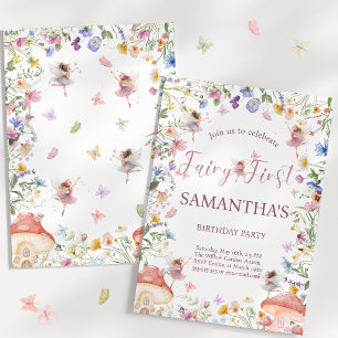 Wildflower Fairy Garden 1st Birthday Invitation