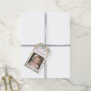 Wildflower Fairy Garden 1st Birthday Party Photo Gift Tags