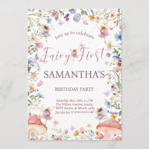 Wildflower Fairy Garden 1st Birthday Photo Invite