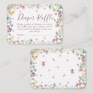 Wildflower Fairy Garden Baby Shower Diaper Raffle Enclosure Card