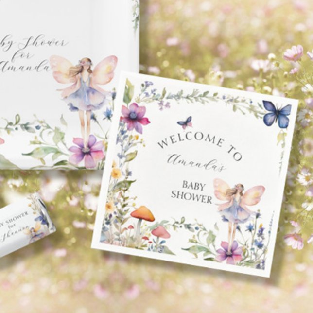 Wildflower Fairy Garden Butterfly Baby Girl Shower Napkin (Creator Uploaded)