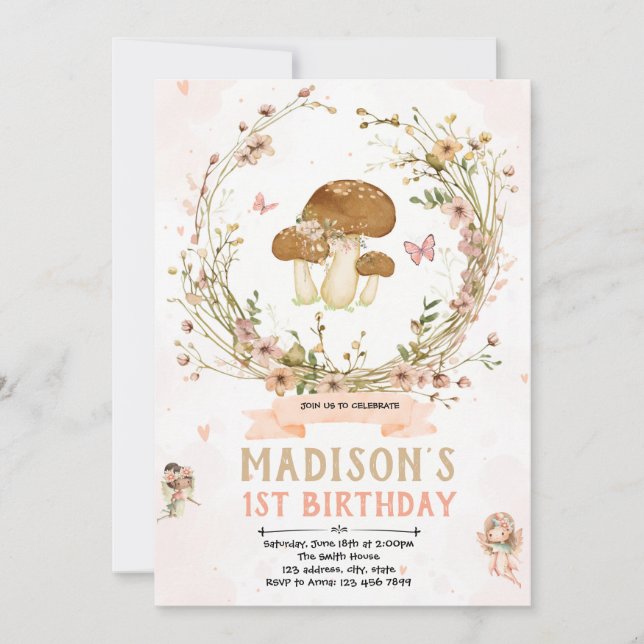 Wildflower fairy party invitation (Front)