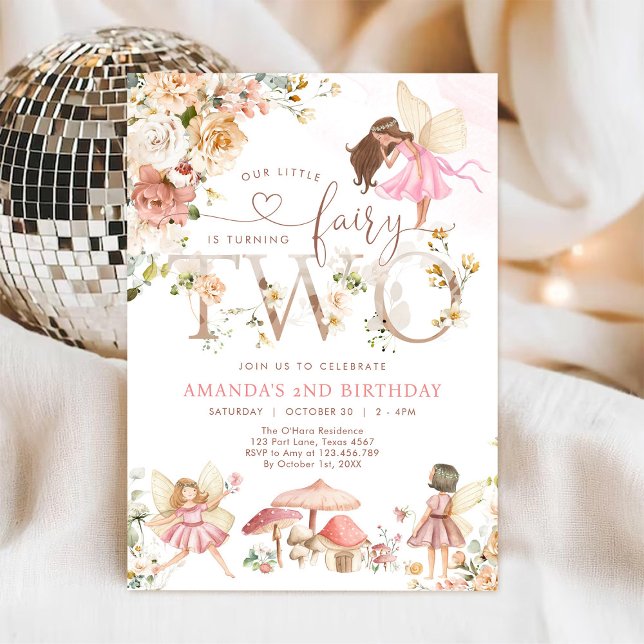 Wildflower Fairy Two Girl 2nd Birthday Invitation (Creator Uploaded)