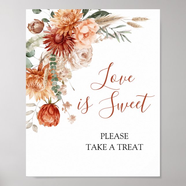 Wildflower Fall in Love Baby Shower Love is Sweet Poster (Front)