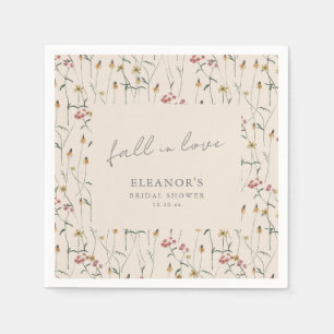Wildflower Fall in Love Bridal Shower Boho Floral Napkin