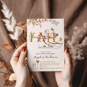 Wildflower Fall in Love Elegant Baby Shower  Invitation