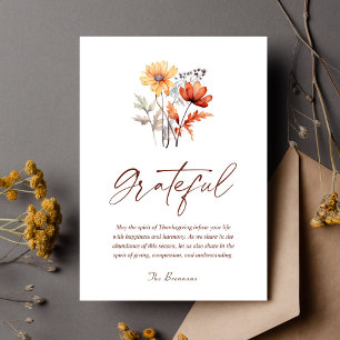 Wildflower Fall Modern Elegant Thanksgiving Holiday Card