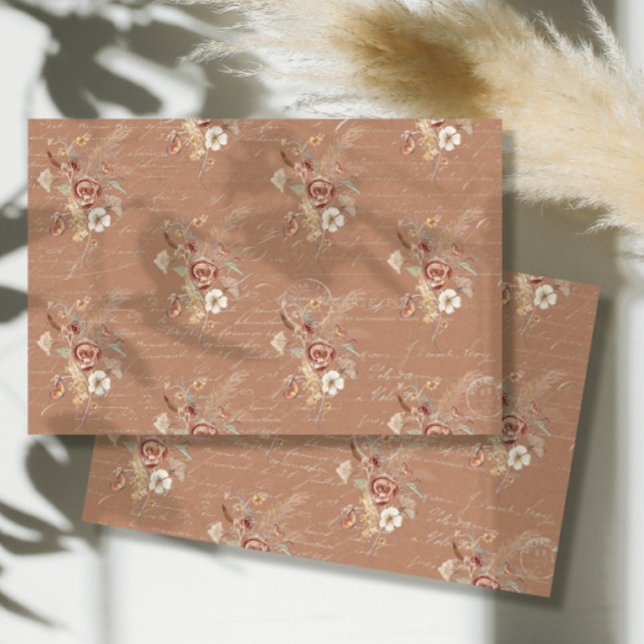 Wildflower Fall Pampas Grass Terracotta Decoupage Tissue Paper (Creator Uploaded)