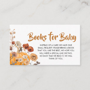 Wildflower Fall Pumpkin Baby Shower Books for Baby Enclosure Card
