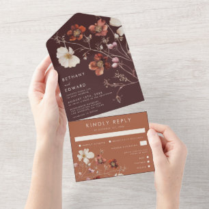 Wildflower Fall Wedding All In One Invitation