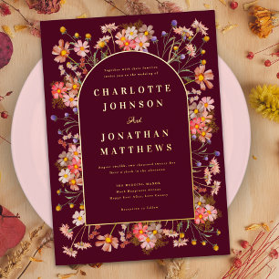 Wildflower Fall Wedding Burgundy Gold