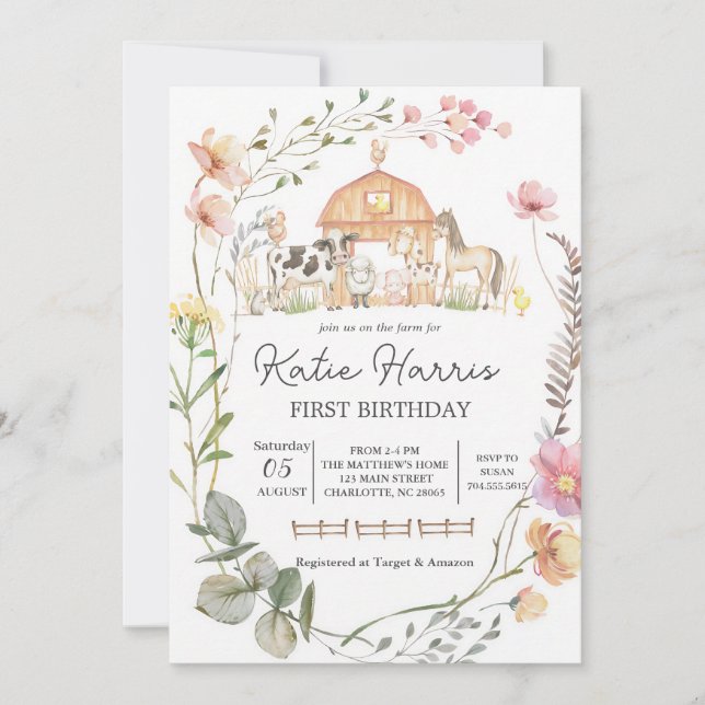 Wildflower Farm Birthday Invitation (Front)