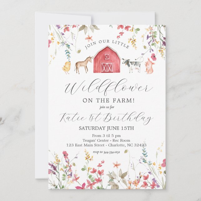 Wildflower farm birthday invitation (Front)