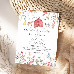 Wildflower Farm Girl Birthday Invitation