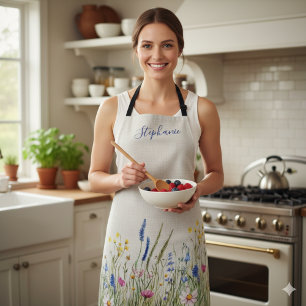 Wildflower Faux Linen Textured Apron