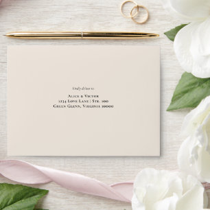 Wildflower Fern Beige Wedding Self-Addressed Envelope