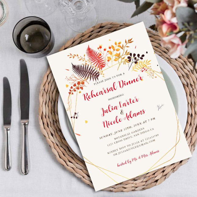 Wildflower Fern Mushrooms Foliage Rehearsal Dinner Invitation (Creator Uploaded)