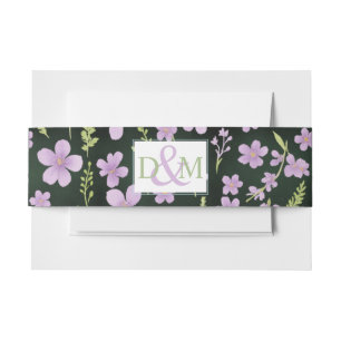 Wildflower & Fern on Forest Green Invitation Belly Band