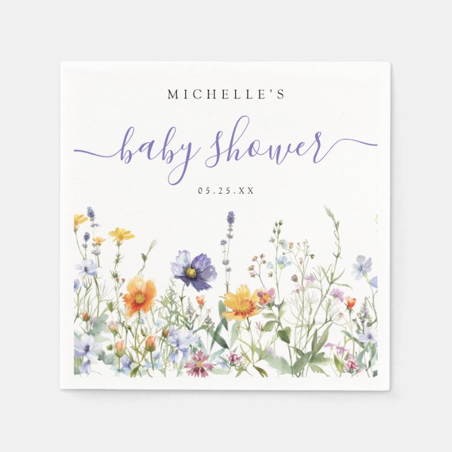 Wildflower Field Baby Shower Napkin (Front)