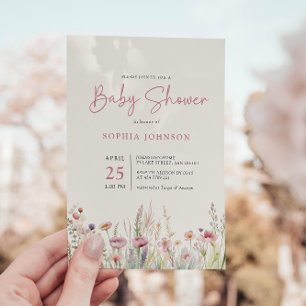 Wildflower Field Baby Shower Watercolor Spring Invitation