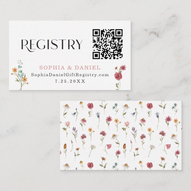 Wildflower Field Boho Bridal Shower Registry Card (Front/Back)