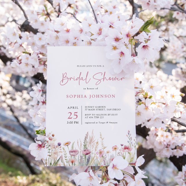 Wildflower Field Bridal Shower Watercolor Spring  Invitation (Creator Uploaded)