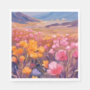 Wildflower Field Floral Landscape Painting Napkin