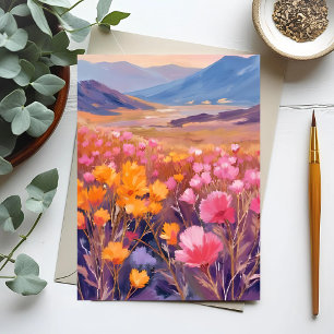 Wildflower Field   Floral Landscape Painting Postcard