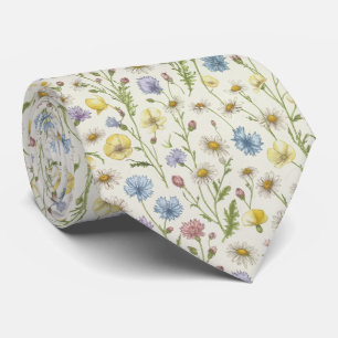 Wildflower Field Floral Pattern Tie