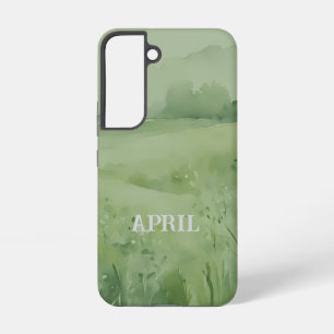 Wildflower field in green watercolor samsung galaxy case