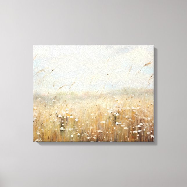 Wildflower Field Landscape Oil Painting Canvas Print (Front)