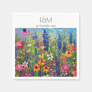 Wildflower field painting destination wedding napkin