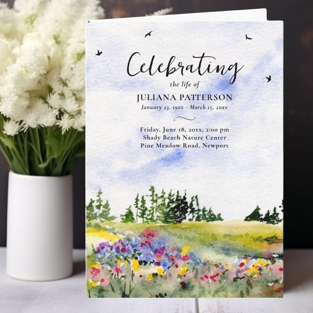 Wildflower Field Photo Celebration of Life Funeral Programme (Creator Uploaded)