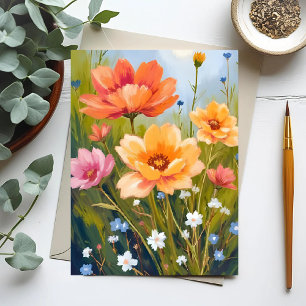 Wildflower Field   Watercolor Flowers Botanical Postcard