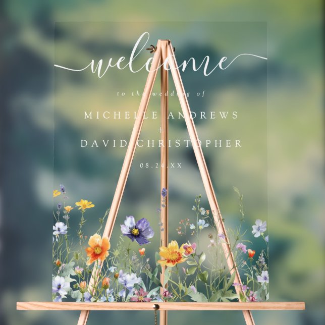Wildflower Field Wedding Acrylic Sign (Neutral)