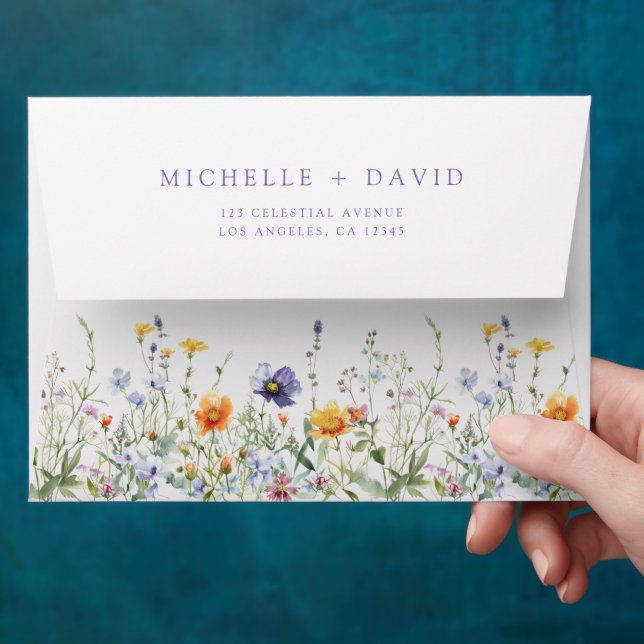 Wildflower Field Wedding Envelope (Hand)