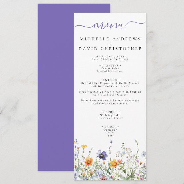 Wildflower Field Wedding Menu (Front/Back)