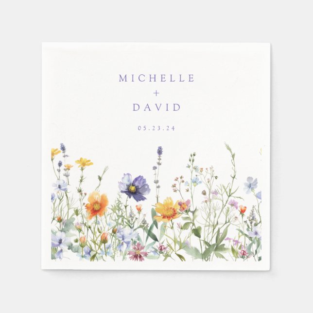 Wildflower Field Wedding Napkin (Front)