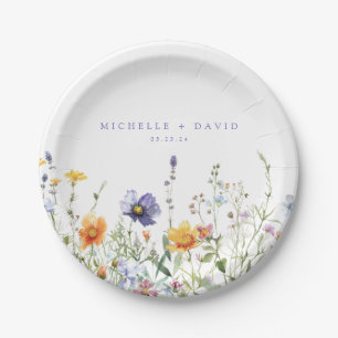Wildflower Field Wedding Paper Plate