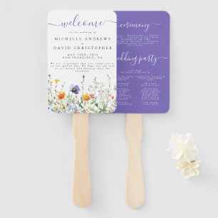 Wildflower Field Wedding Program Hand Fan