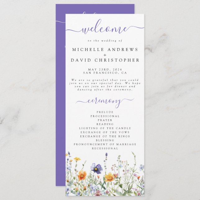 Wildflower Field Wedding Programme (Front/Back)
