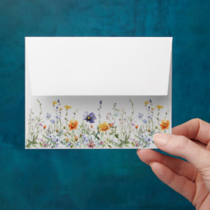 Wildflower Field Wedding Self-Addressed RSVP Envelope