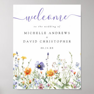 Wildflower Field Wedding Welcome Poster