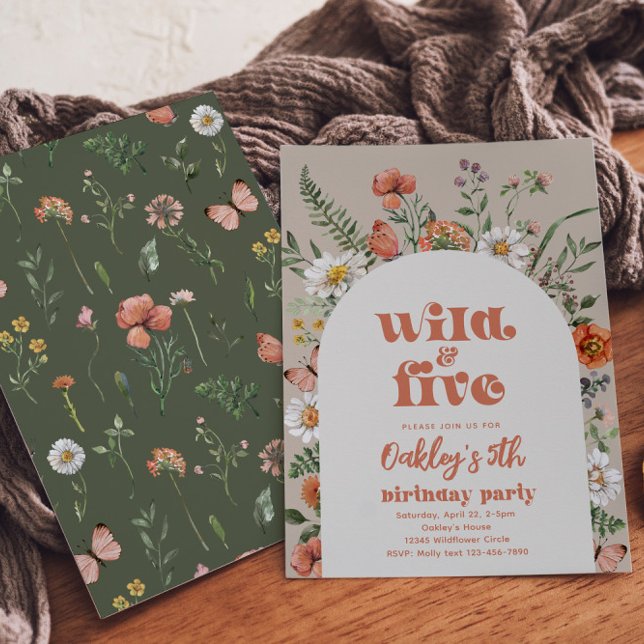 Wildflower Fifth Birthday Party Invitation (Creator Uploaded)