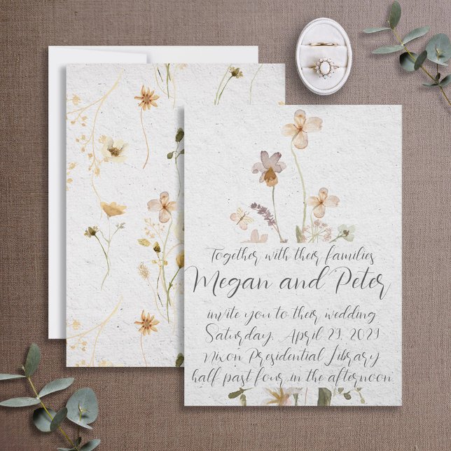 Wildflower Fine Art Calligraphy Style Wedding Invitation (Creator Uploaded)