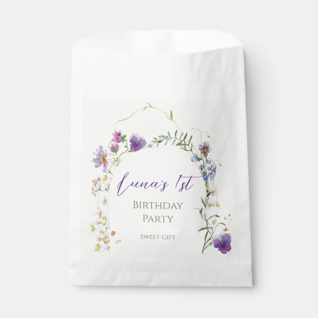 Wildflower First Birthday Favour Bags (Front)