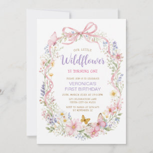 Wildflower First Birthday Invitation Girl